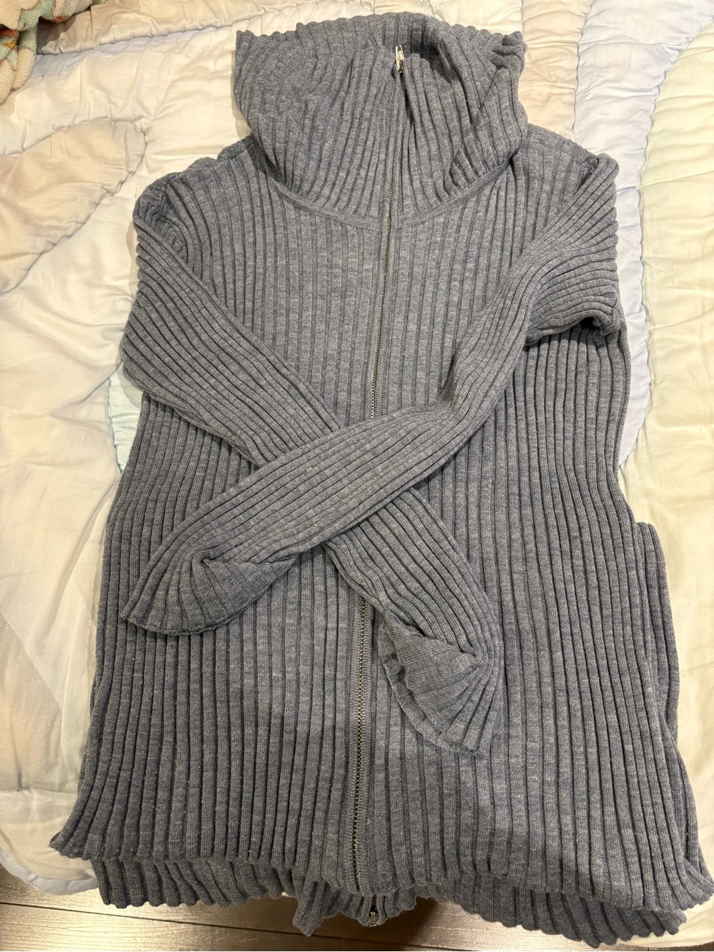Ribbed Zip-Front Sweater Dress
